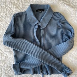 Blue Crop Zip Sweater